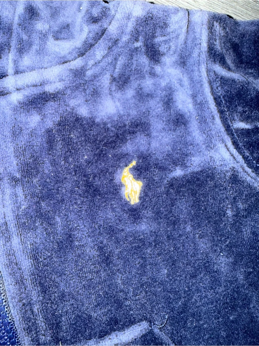 Ralph Lauren Navy Hooded Zip-Up Sweatshirt with Yellow Pony